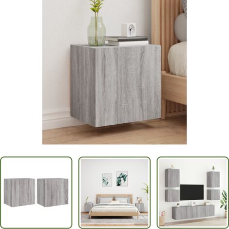 vidaXL Armadi TV -  Mobili TV Muro 2pz Grigio Sonoma 40,5x30x40cm Legno Multistrato
