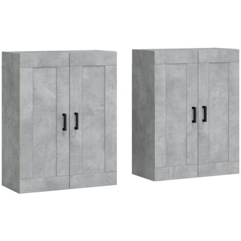 vidaXL Armadietti a Parete 2 pz Grigio Cemento in Legno Multistrato