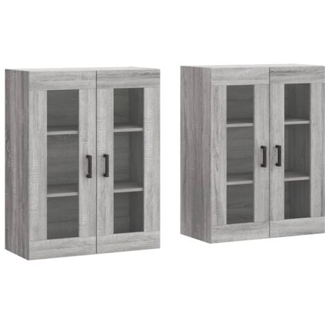 vidaXL Armadietti a Parete 2 pz Grigio Sonoma in Legno Multistrato