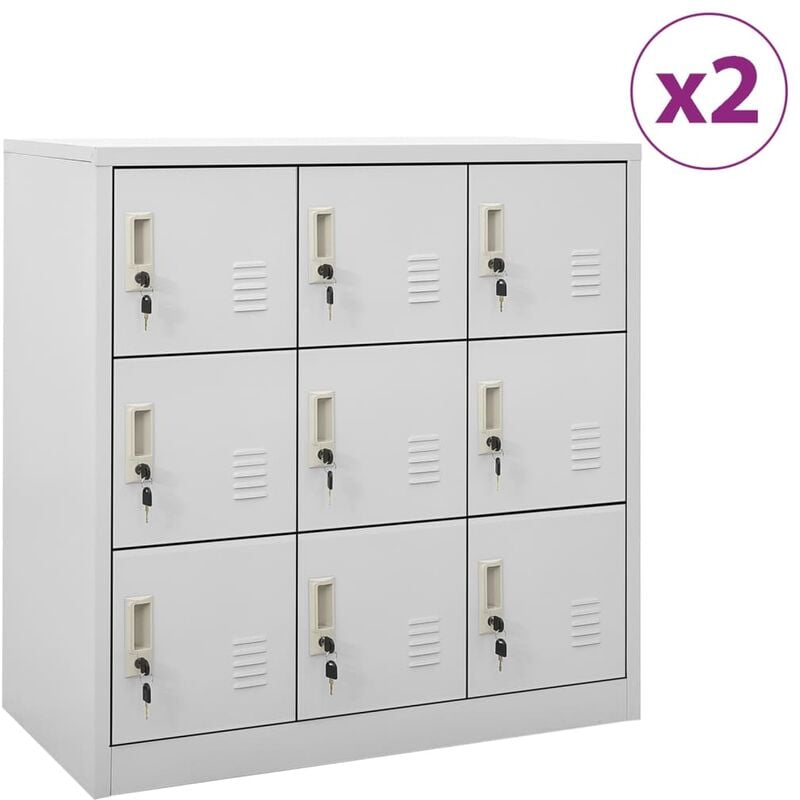 Vidaxl - Armadietti con Chiave 2 pz Grigio Chiaro