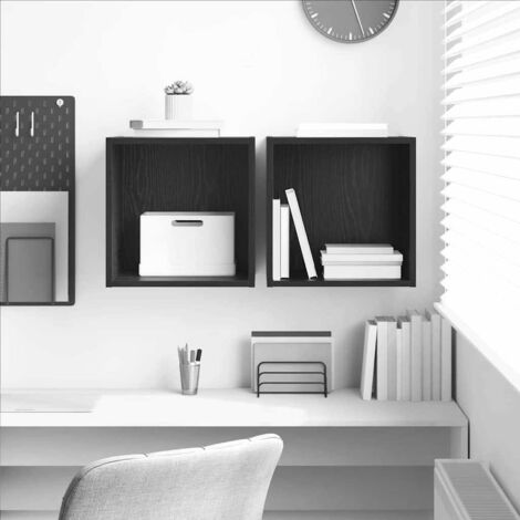 vidaXL Armadietto a muro 2 pcs Rovere Nero 37 x 37 x 37 cm