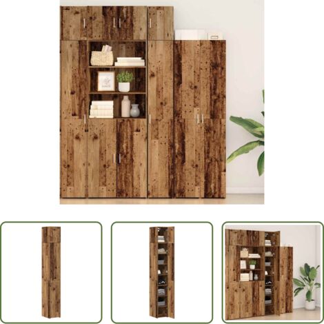 vidaXL Armadietto a muro -  Armadio 3 pcs Legno vecchio 30 x 42,5 x 225 cm