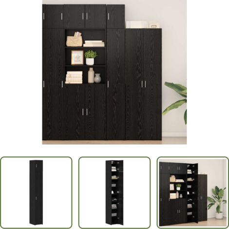 vidaXL Armadietto a muro -  Armadio 3 pcs Rovere Nero 30 x 42,5 x 225 cm