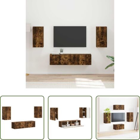 vidaXL Armadietto a muro -  Set mobile TV 4 pcs Rovere fumé Legno multistrato