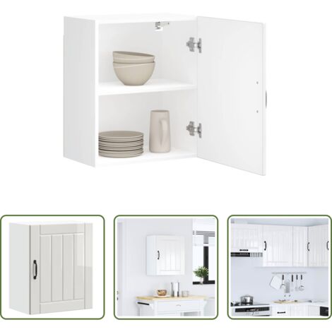 vidaXL Armadietto a parete -  Pensile da Cucina Lucca Bianco Lucido in Legno Multistrato