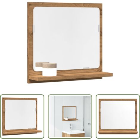 vidaXL Armadietto a specchio -  Mobile Bagno Specchio Rovere Artigianale 40x11x37 cm Truciolato
