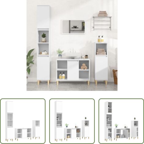 vidaXL Armadietto autoportante -  Set Mobili da Bagno 3 pz Bianco in Legno Multistrato