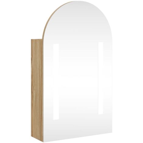 vidaXL Armadietto Bagno con Specchio e LED ad Arco Rovere 42x13x70 cm