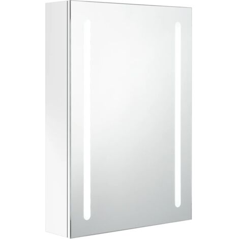 vidaXL Armadietto Bagno con Specchio e LED Bianco Lucido 50x13x70 cm