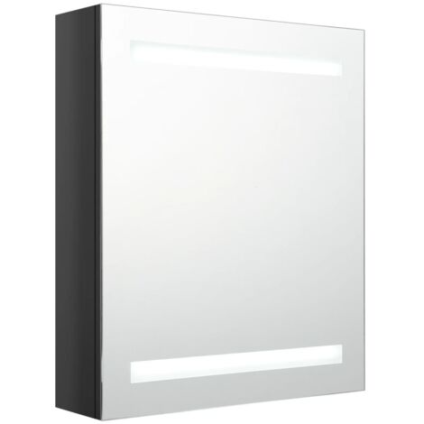 vidaXL Armadietto Bagno con Specchio e LED Nero Lucido 50x14x60 cm