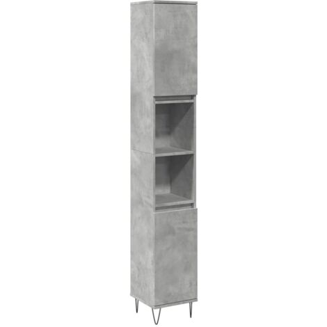 vidaXL Armadietto Bagno Grigio Cemento 30x30x190 cm Legno Multistrato