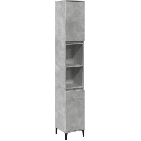 vidaXL Armadietto Bagno Grigio Cemento 30x30x190 cm Legno Multistrato