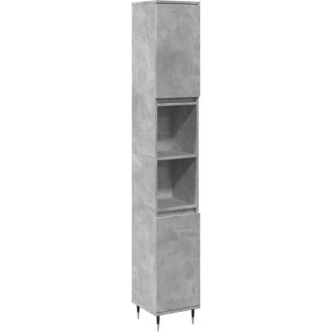 vidaXL Armadietto Bagno Grigio Cemento 30x30x190 cm Legno Multistrato