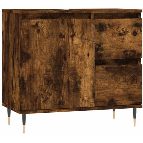 vidaXL Armadietto Bagno Rovere Fumo 65x33x60 cm in Legno Multistrato