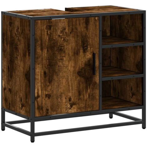 vidaXL Armadietto Bagno Rovere Fumo 65x33x60 cm in Legno Multistrato