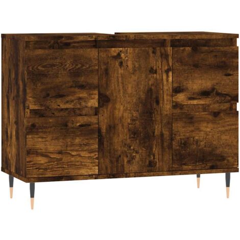 vidaXL Armadietto Bagno Rovere Fumo 80x33x60 cm in Legno Multistrato
