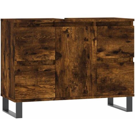 vidaXL Armadietto Bagno Rovere Fumo 80x33x60 cm in Legno Multistrato