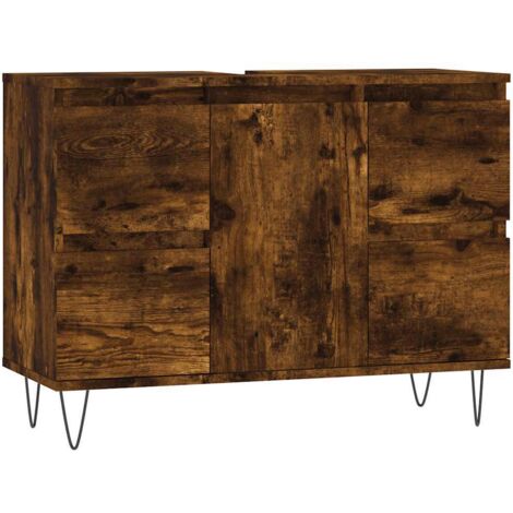 vidaXL Armadietto Bagno Rovere Fumo 80x33x60 cm in Legno Multistrato