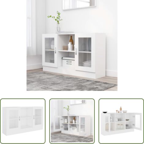vidaXL Armadietto con ante -  Armadietto con Vetrina Bianco 120x30,5x70 cm Legno Multistrato