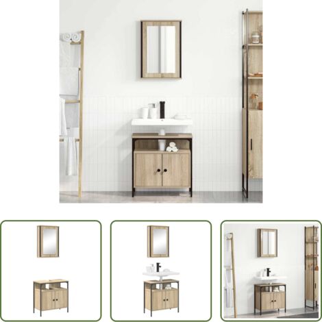 vidaXL Armadietto con lavabo -  Set di mobili per il bagno 2 pcs Marrone Legno multistrato