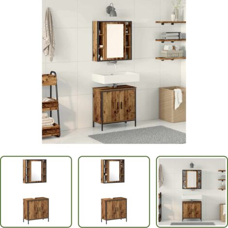 vidaXL Armadietto con lavabo -  Set di mobili per il bagno 2 pcs Marrone Legno multistrato