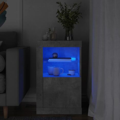 vidaXL Armadietto con Luci LED Grigio Cemento in Legno Multistrato