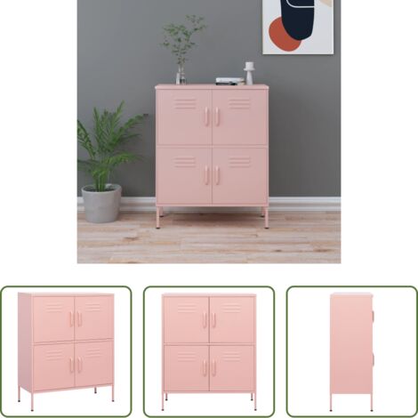 vidaXL Armadietto con ripiani regolabili -  Armadietto Rosa 80x35x101,5 cm in Acciaio