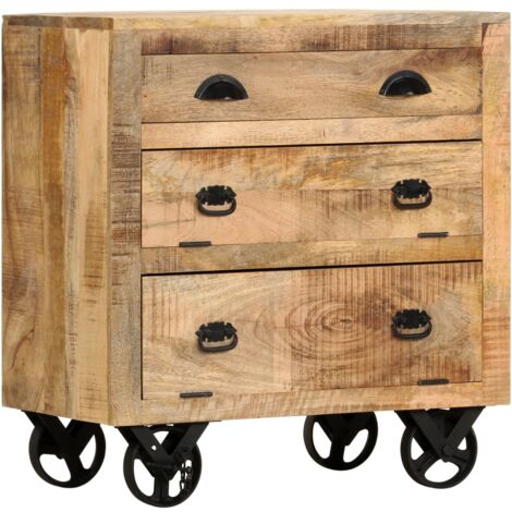 vidaXL Armadietto con Ruote 70x40x75 cm in Legno Massello di Mango