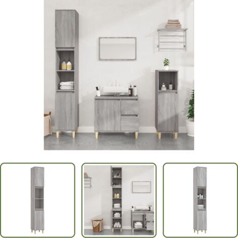 vidaXL Armadietto da bagno -  Armadietto Bagno Grigio Sonoma 30x30x190cm in Legno Multistrato