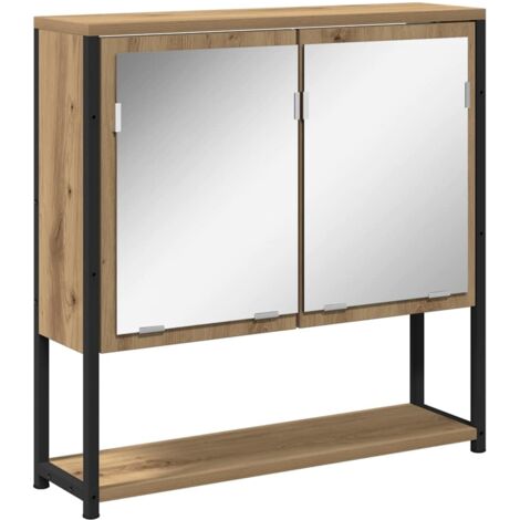 vidaXL Armadietto da bagno con specchio con porta rovere artigianale