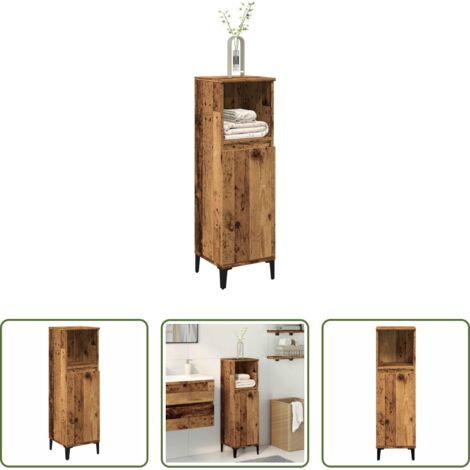 vidaXL Armadietto da bagno in legno antico -  Armadietto da Bagno Legno Antico 30x30x100 cm in Truciolato