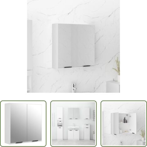 vidaXL Armadietto da bagno in legno -  Armadietto a Specchio da Bagno Bianco 64x20x67 cm