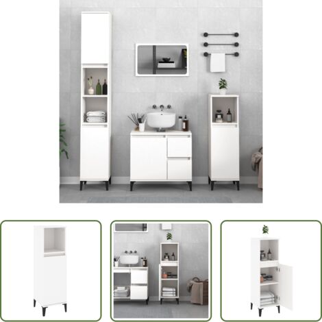 vidaXL Armadietto da bagno in legno multistrato -  Armadietto da Bagno Bianco 30x30x100 cm in Legno Multistrato
