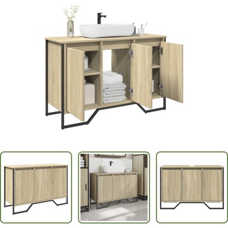 vidaXL Armadietto da bagno -  Mobile Lavabo Bagno Rovere Sonoma 91x35x60 cm in Truciolato