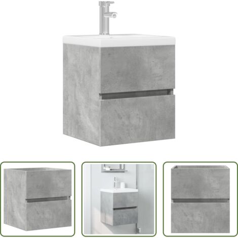 vidaXL Armadietto da bagno -  Mobile Lavabo Grigio Cemento 41x38,5x45 cm in Legno Multistrato