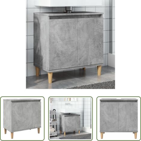 vidaXL Armadietto da bagno -  Mobile Lavabo Grigio Cemento 58x33x60 cm in Legno Multistrato