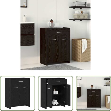 vidaXL Armadietto da bagno moderno -  Mobile da Bagno Rovere Nero 60 x 33 x 80 cm Legno multistrato