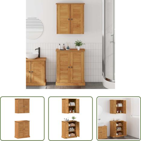 vidaXL Armadietto da bagno muro -  Set di mobili per il bagno VIGO 2 pcs Marrone e Marrone Miele