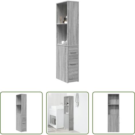 vidaXL Armadietto da bagno stretto -  Armadietto da Bagno Stretto con Ruote Grigio Sonoma Truciolato
