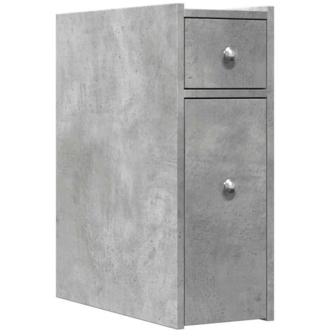 vidaXL Armadietto da Bagno Stretto con Ruote Grigio Cemento Truciolato