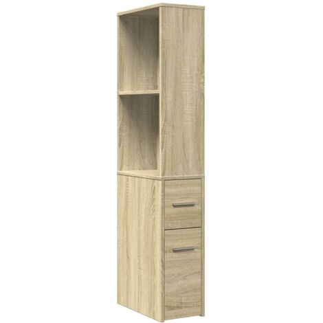 vidaXL Armadietto da Bagno Stretto con Ruote Rovere Sonoma Truciolato