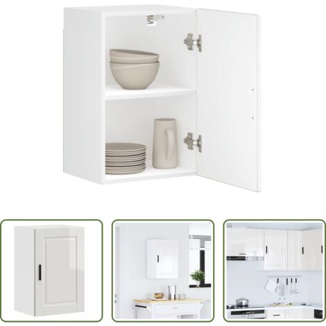 vidaXL Armadietto da cucina -  Pensile da Cucina Porto Bianco Lucido in Legno Multistrato