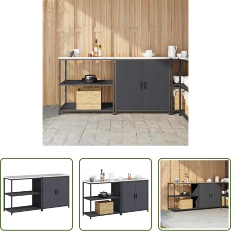 vidaXL Armadietto da cucina -  Set di Stoccaggio per Cucina con lo scaffale 2 pcs Antracite