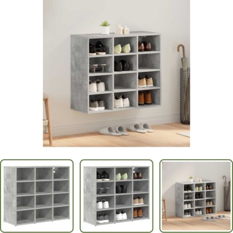 vidaXL Armadietto da interno -  Mobile per scarpe Grigio cemento 77,5 x 30 x 67 cm