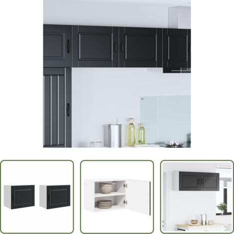 vidaXL Armadietto da parete -  Mobile da cucina 2 pcs Nero 50 x 31 x 40 cm Legno multistrato