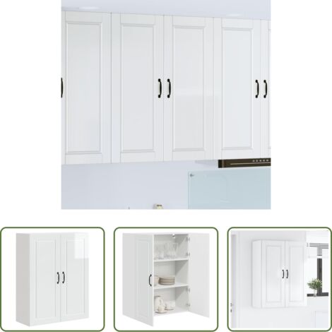 vidaXL Armadietto da parete -  Mobile da cucina con lo scaffale Bianco Lucido 80 x 31 x 100 cm