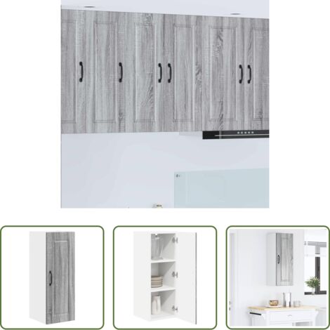 vidaXL Armadietto da parete -  Mobile da cucina con lo scaffale Grigio Sonoma 30 x 31 x 80 cm