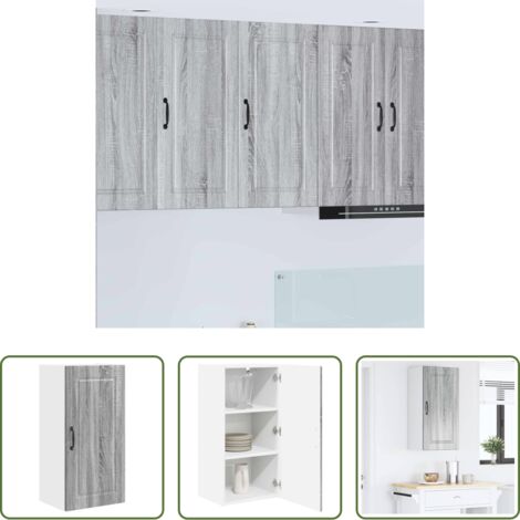 vidaXL Armadietto da parete -  Mobile da cucina con lo scaffale Grigio Sonoma 40 x 31 x 80 cm
