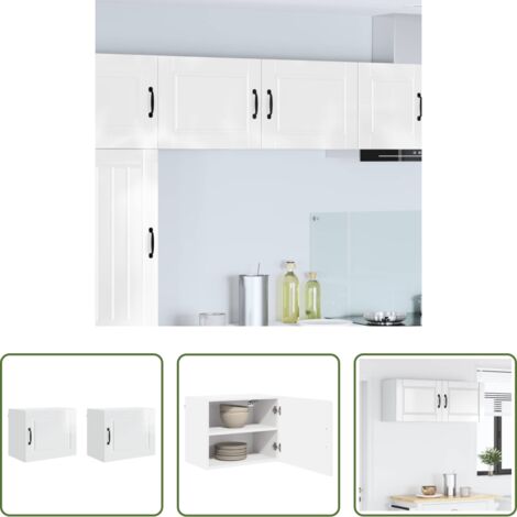 vidaXL Armadietto da parete -  Mobile da cucina con porta 2 pcs Bianco Lucido 50 x 31 x 40 cm