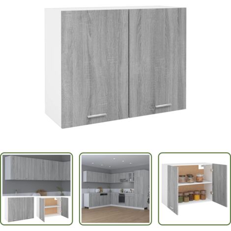 vidaXL Armadietto da parete -  Mobile Pensile “Lyon” Grigio Sonoma 80x31x60 cm
